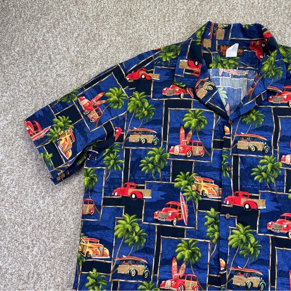 Island Reserve Other - Island Reserve Blue Hawaiian Vintage Car Shirt Mens size XL